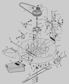 Mower Housing Diagram and Parts List for 30576X10B  Briggs and Stratton Lawn Tractor